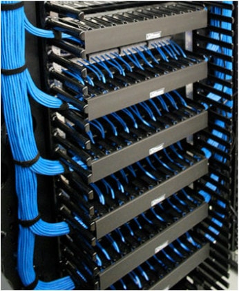 Blue fiber optic cables